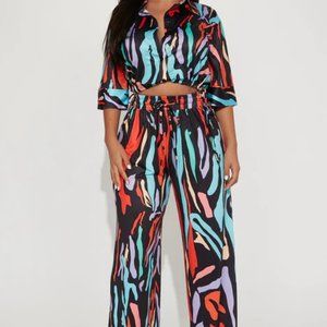 NWT Fashion Nova Multi-Color Pant Set, Color: Multi Color Size: 1X  NWT